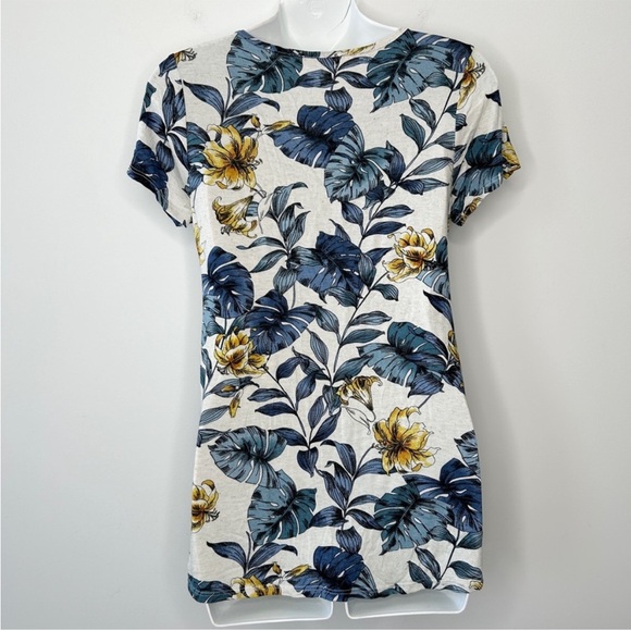 TWENTY SECOND Blue Floral Plant Criss Cross T-shirt Size Small - Picture 4 of 6